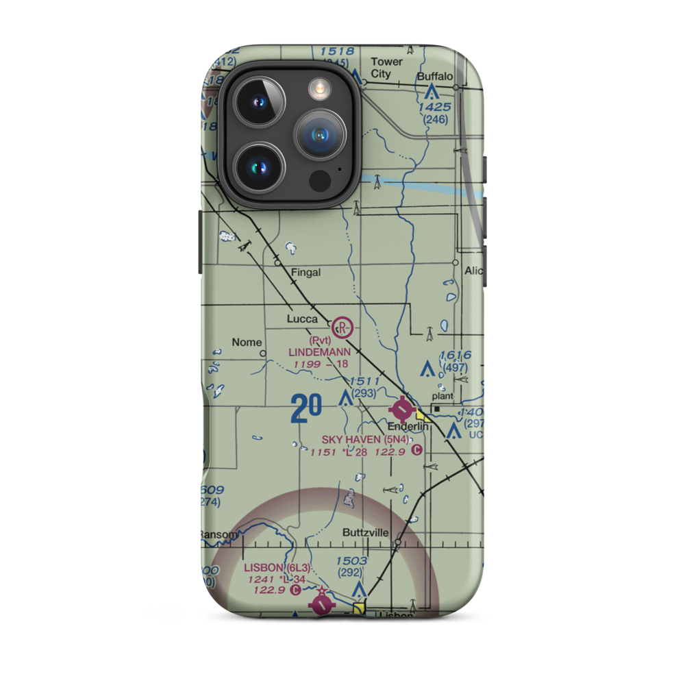 Lindemann Airport (ND35) VFR Sectional  Tough iPhone Case iPhone 16 Pro Max model shown
