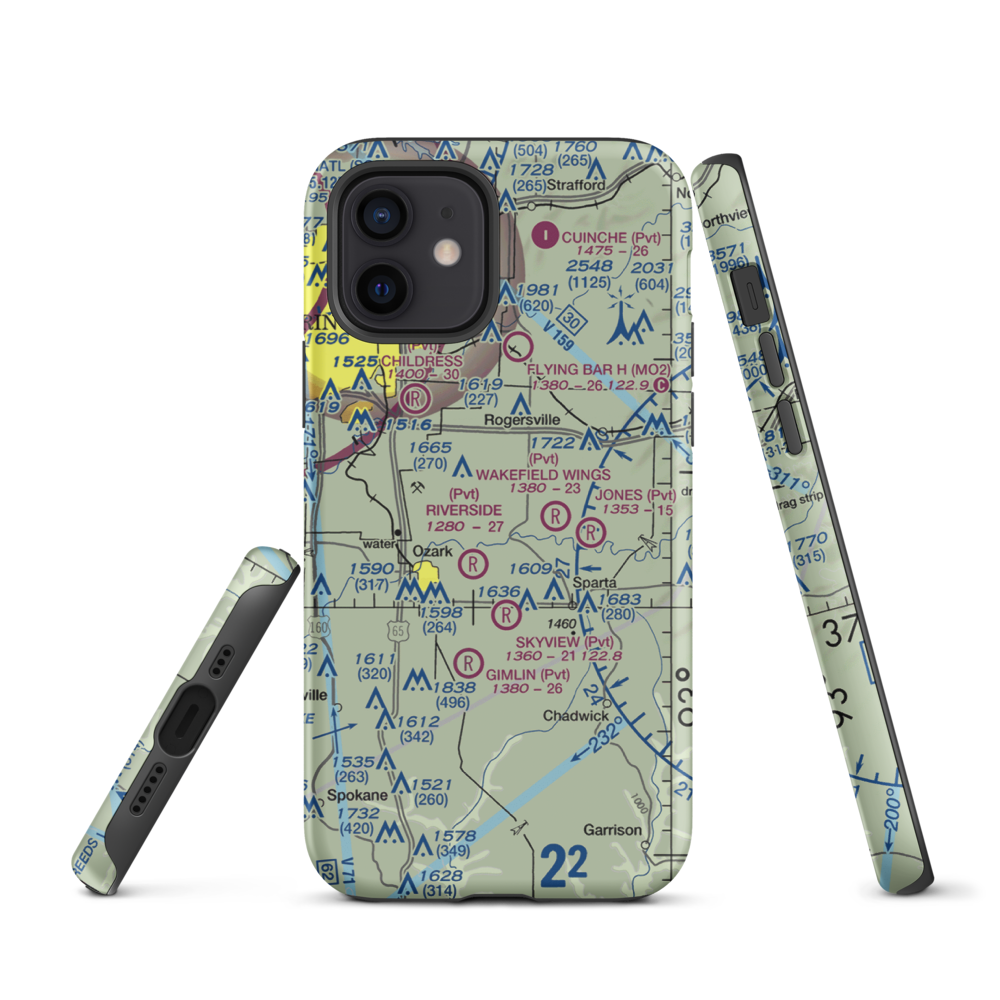 Linden Air Airport (MO66) VFR Sectional  Tough iPhone Case iPhone 12 model shown