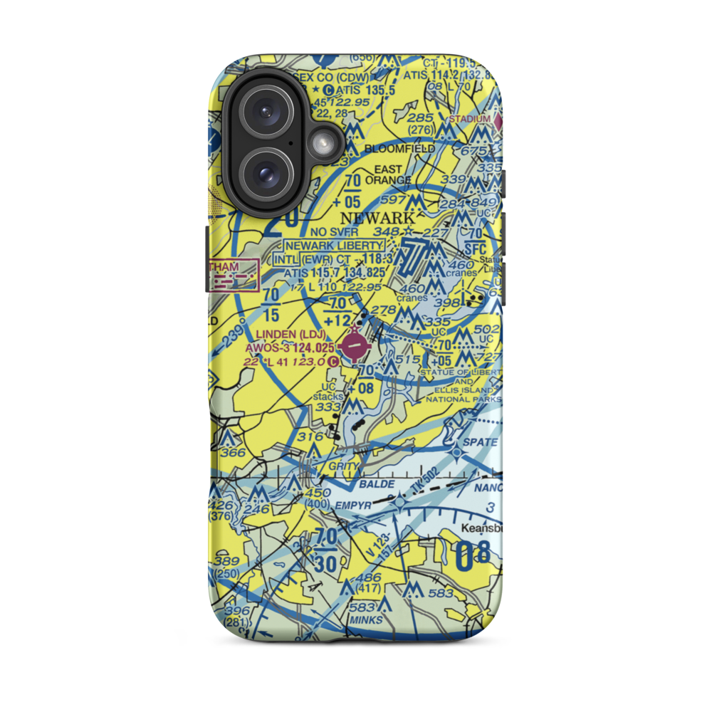 Linden Airport (LDJ) VFR Sectional  Tough iPhone Case iPhone 16 Plus model shown