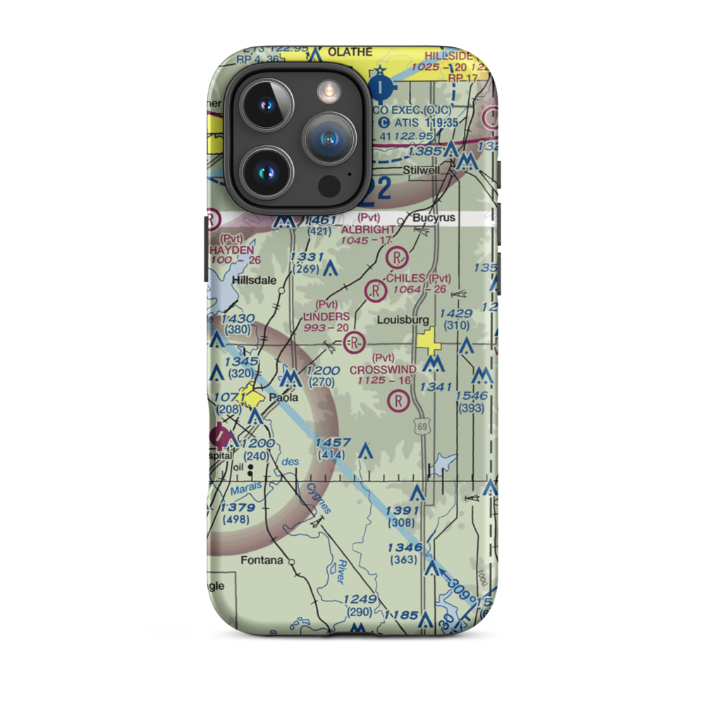 Linders Cow-Chip Airport (7KS6) VFR Sectional  Tough iPhone Case iPhone 16 Pro Max model shown