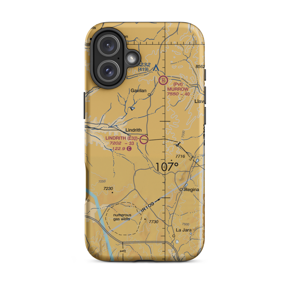 Lindrith Airpark (E32) VFR Sectional  Tough iPhone Case iPhone 16 Plus model shown