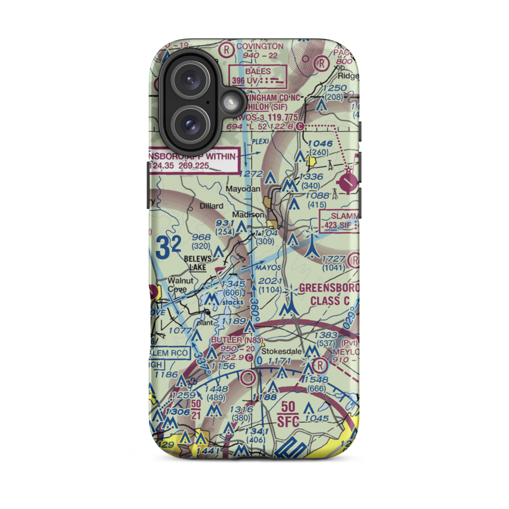 Lindsay Airport (0NC7) VFR Sectional  Tough iPhone Case iPhone 16 Plus model shown