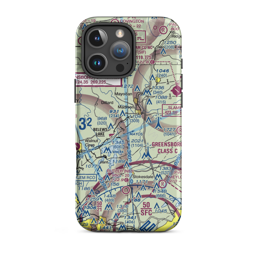 Lindsay Airport (0NC7) VFR Sectional  Tough iPhone Case iPhone 16 Pro Max model shown