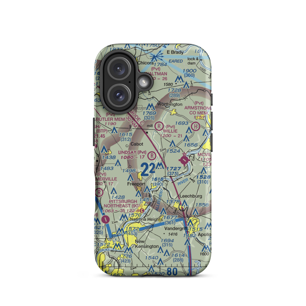 Lindsay Airport (PN25) VFR Sectional  Tough iPhone Case iPhone 16 model shown