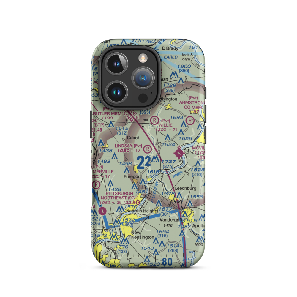 Lindsay Airport (PN25) VFR Sectional  Tough iPhone Case iPhone 16 Pro model shown