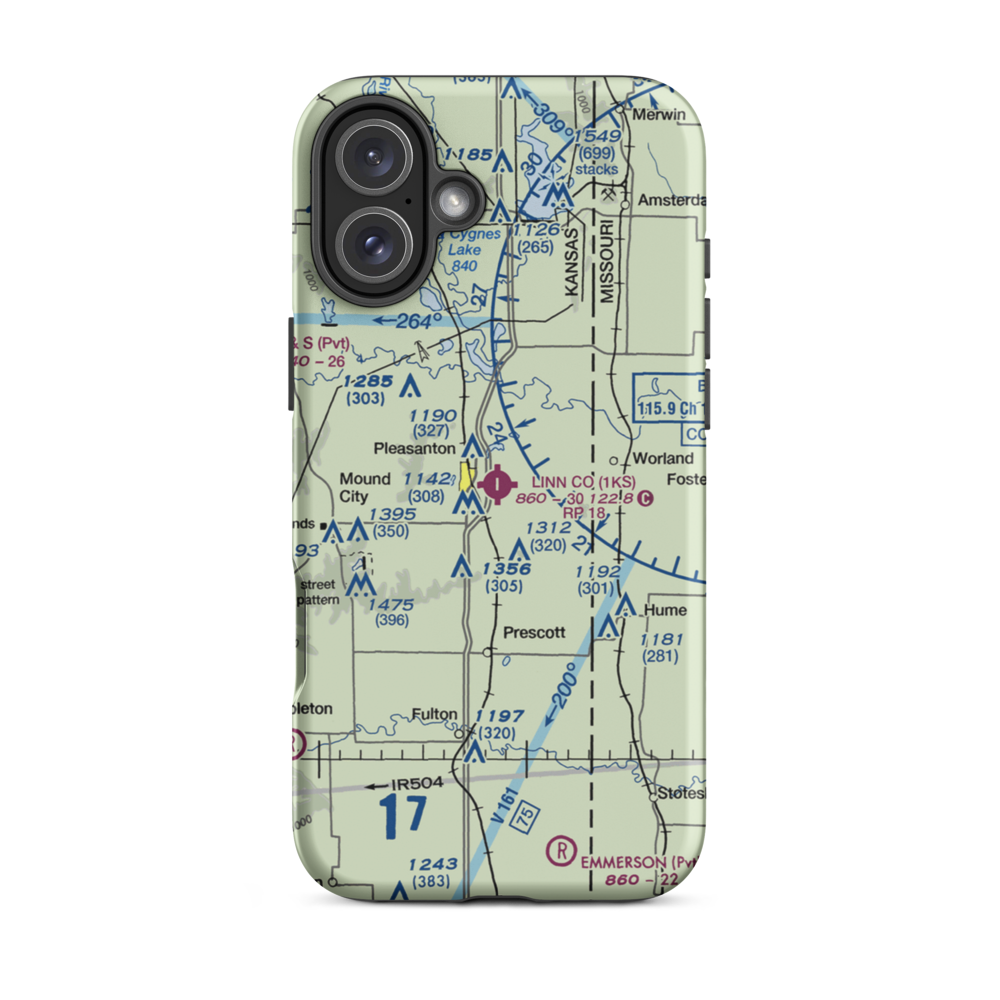 Linn County Airport (1KS) VFR Sectional  Tough iPhone Case iPhone 16 Plus model shown