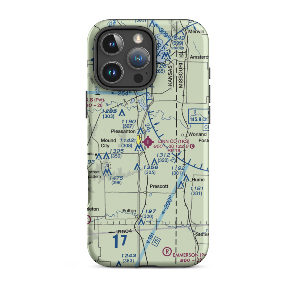 Linn County Airport (1KS) VFR Sectional  Tough iPhone Case iPhone 16 Pro Max model shown