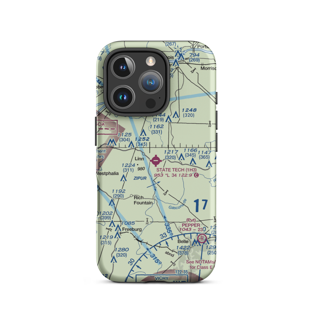 Linn State Technical College Airport (1H3) VFR Sectional  Tough iPhone Case iPhone 16 Pro model shown