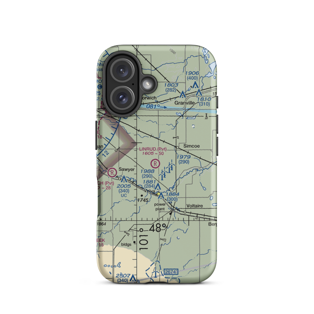 Linrud Airstrip (NA13) VFR Sectional  Tough iPhone Case iPhone 16 model shown