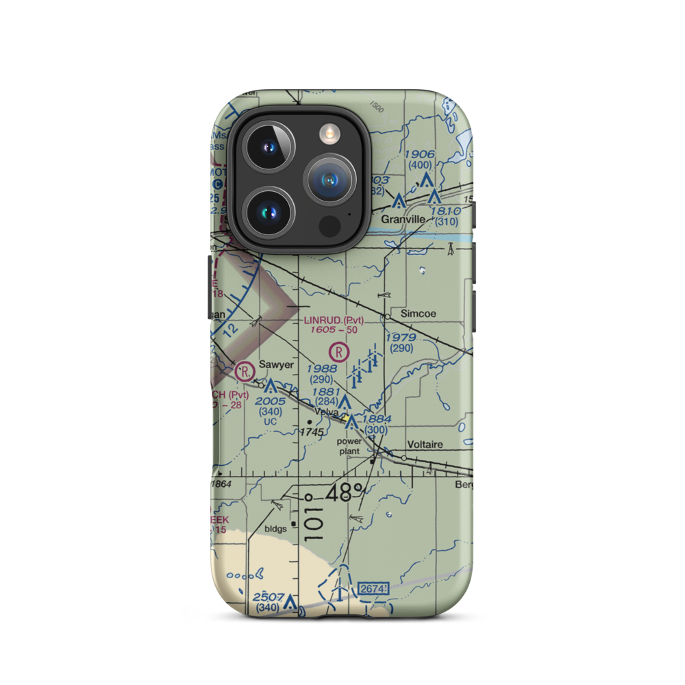 Linrud Airstrip (NA13) VFR Sectional  Tough iPhone Case iPhone 16 Pro model shown