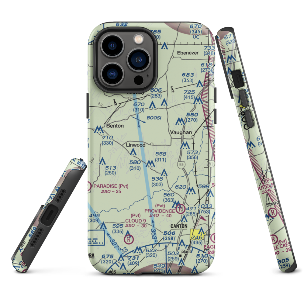 Linwood Airport (MS06) VFR Sectional  Tough iPhone Case iPhone 13 Pro Max model shown