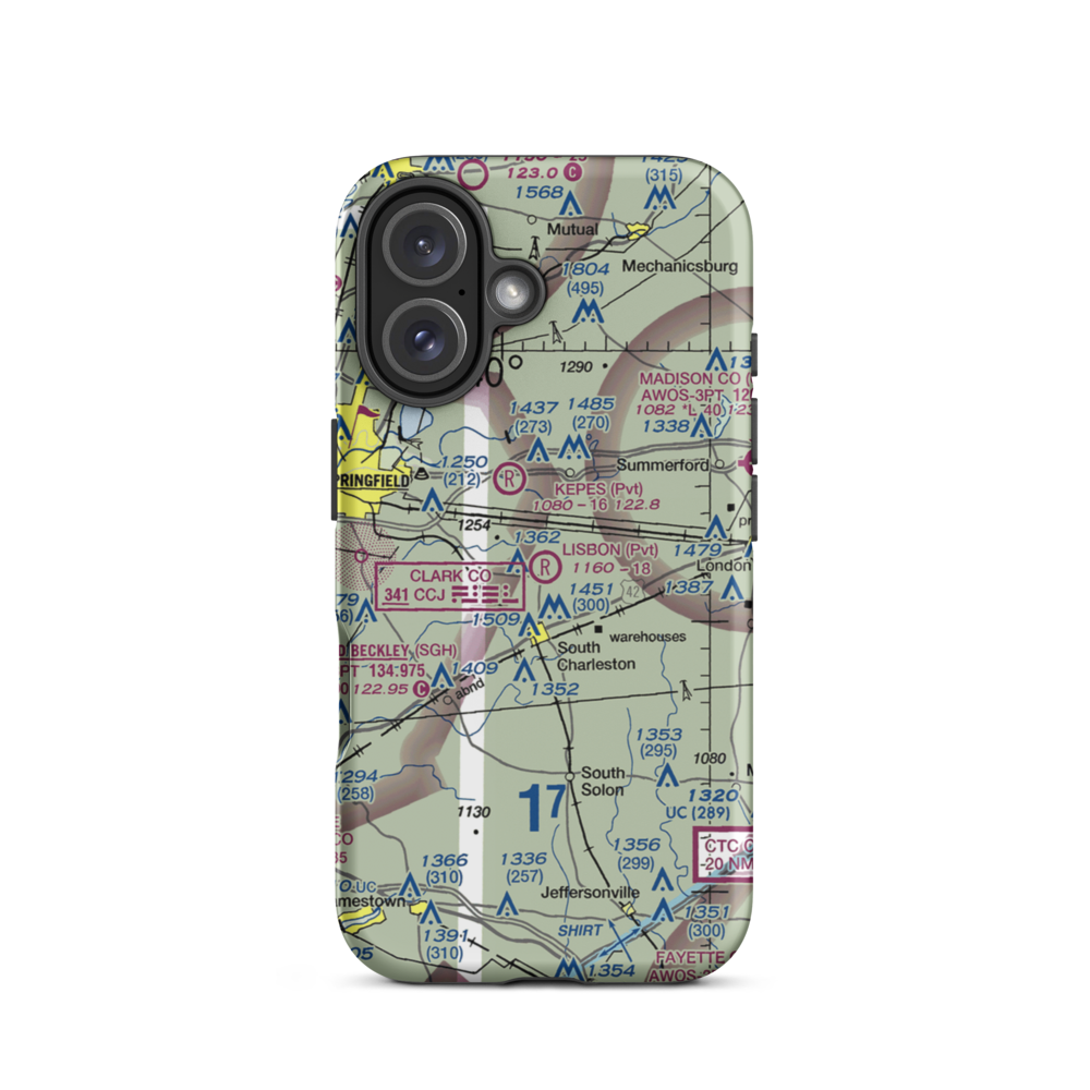 Lisbon Airfield (1OH8) VFR Sectional  Tough iPhone Case iPhone 16 model shown