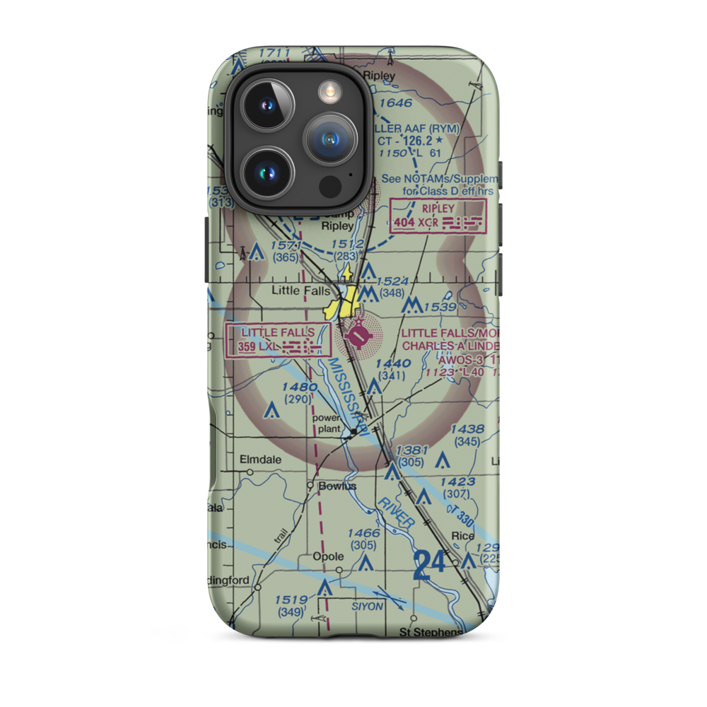 Little Falls-Morrison County-Lindbergh field (LXL) VFR Sectional  Tough iPhone Case iPhone 16 Pro Max model shown