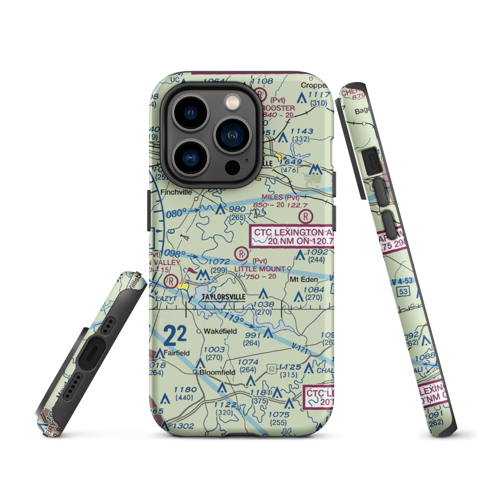 Little Mount International Airport (7KY3) VFR Sectional  Tough iPhone Case iPhone 14 Pro model shown