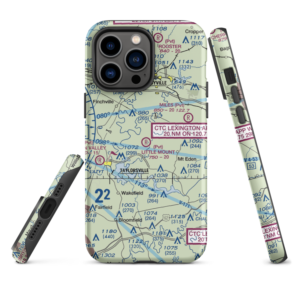 Little Mount International Airport (7KY3) VFR Sectional  Tough iPhone Case iPhone 14 Pro Max model shown