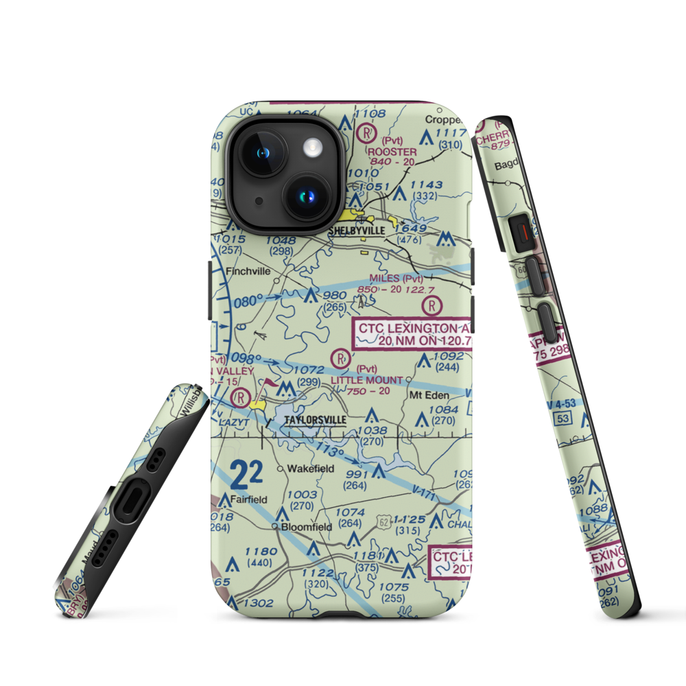 Little Mount International Airport (7KY3) VFR Sectional  Tough iPhone Case iPhone 15 model shown