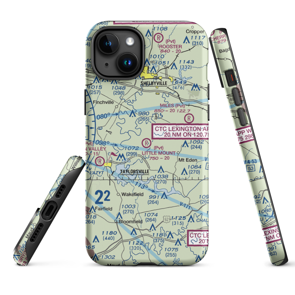 Little Mount International Airport (7KY3) VFR Sectional  Tough iPhone Case iPhone 15 Plus model shown