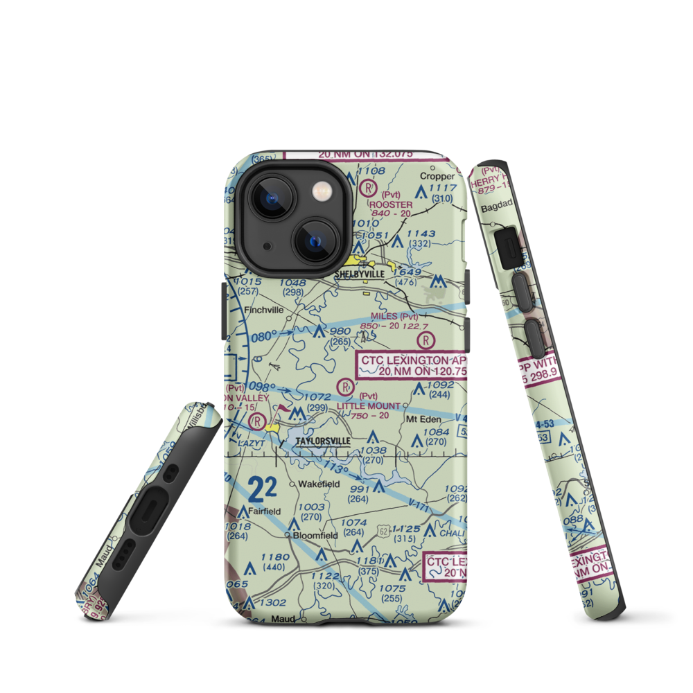 Little Mount International Airport (7KY3) VFR Sectional  Tough iPhone Case iPhone 13 mini model shown
