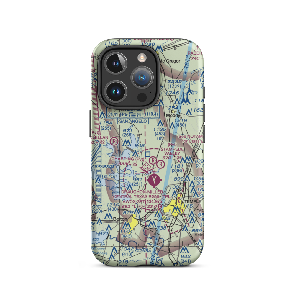 Little Peach Airport (TS92) VFR Sectional  Tough iPhone Case iPhone 16 Pro model shown