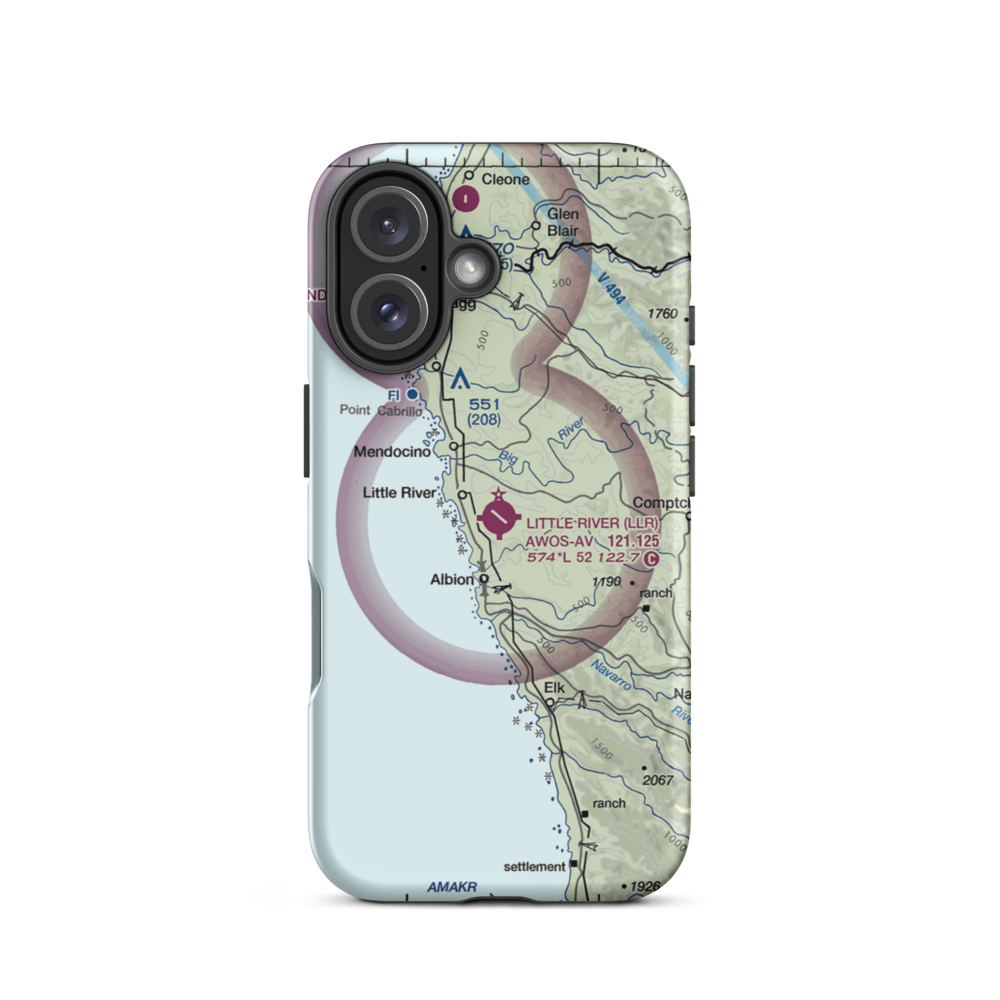 Little River Airport (LLR) VFR Sectional  Tough iPhone Case iPhone 16 model shown