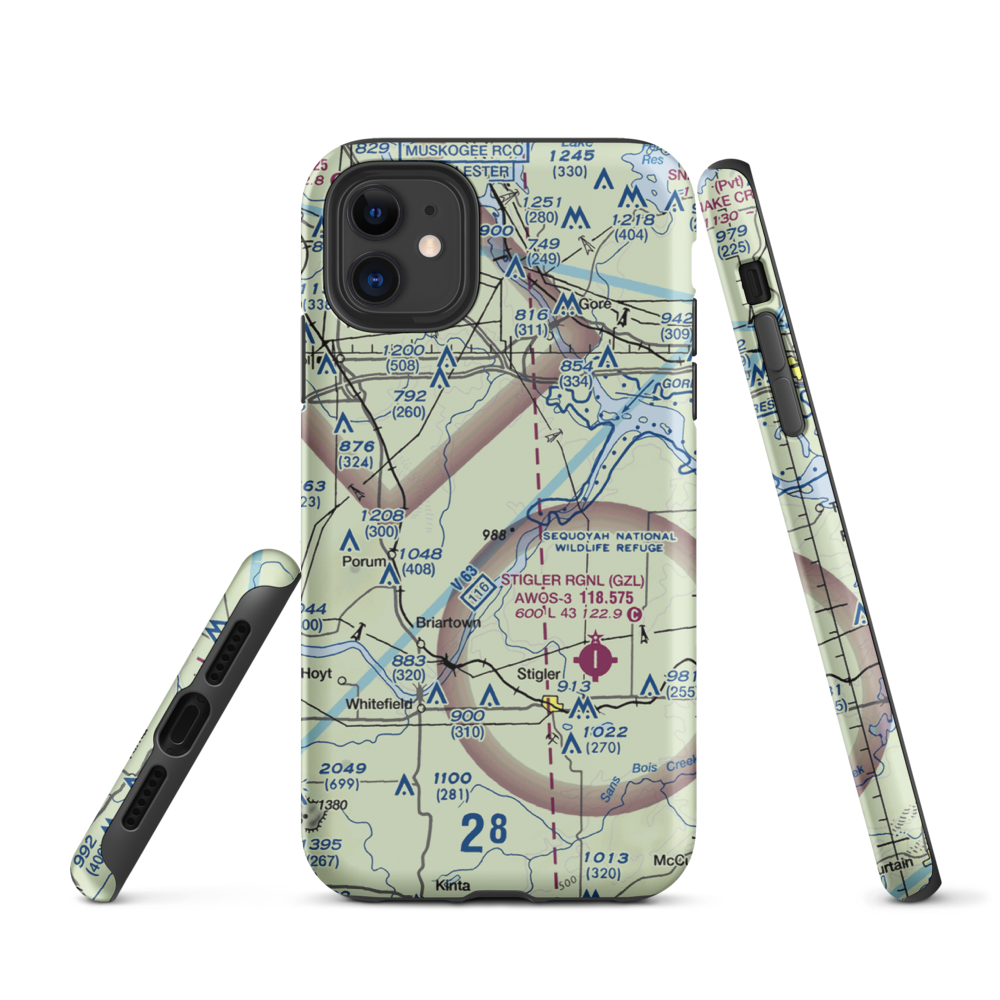 Little River Ranch Airport (79OK) VFR Sectional  Tough iPhone Case iPhone 11 model shown