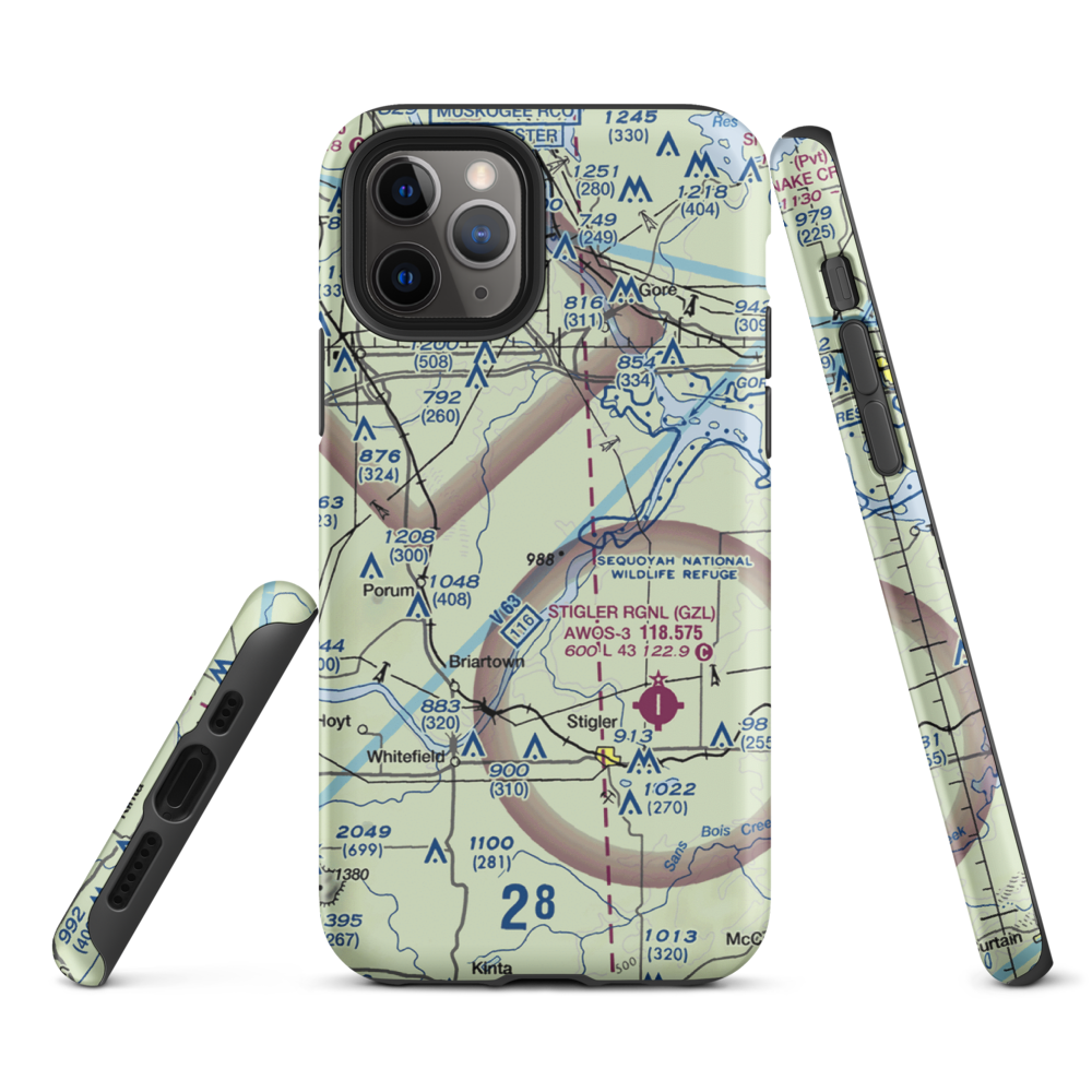 Little River Ranch Airport (79OK) VFR Sectional  Tough iPhone Case iPhone 11 Pro model shown