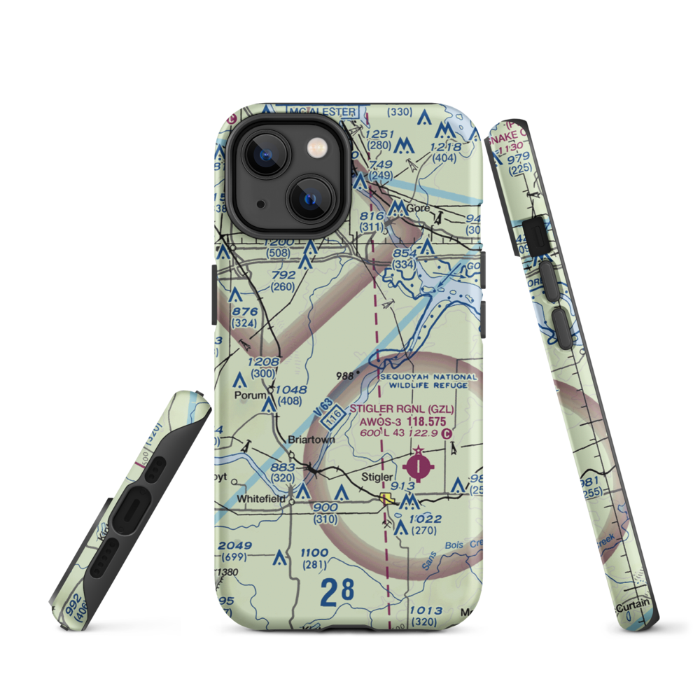 Little River Ranch Airport (79OK) VFR Sectional  Tough iPhone Case iPhone 14 model shown