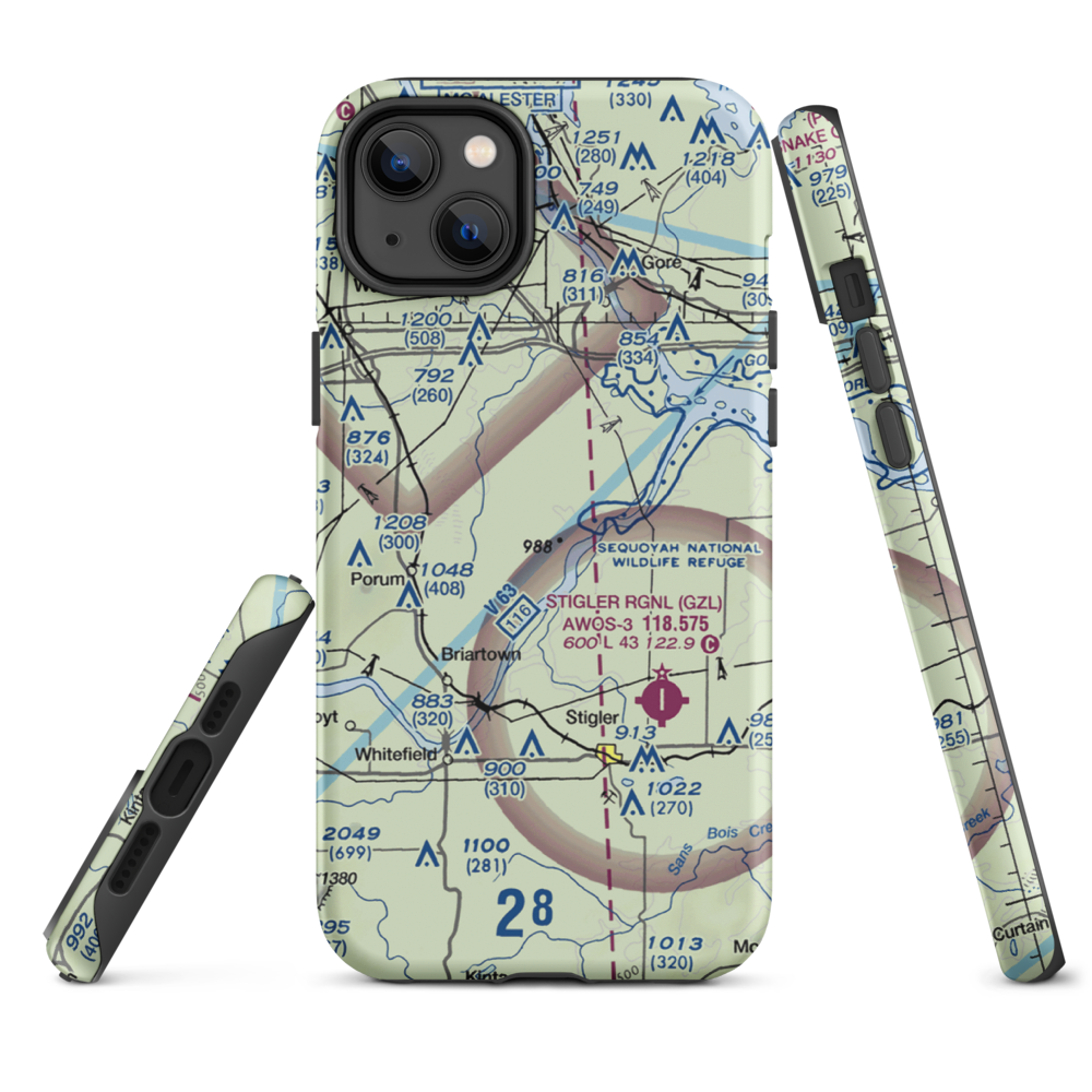 Little River Ranch Airport (79OK) VFR Sectional  Tough iPhone Case iPhone 14 Plus model shown