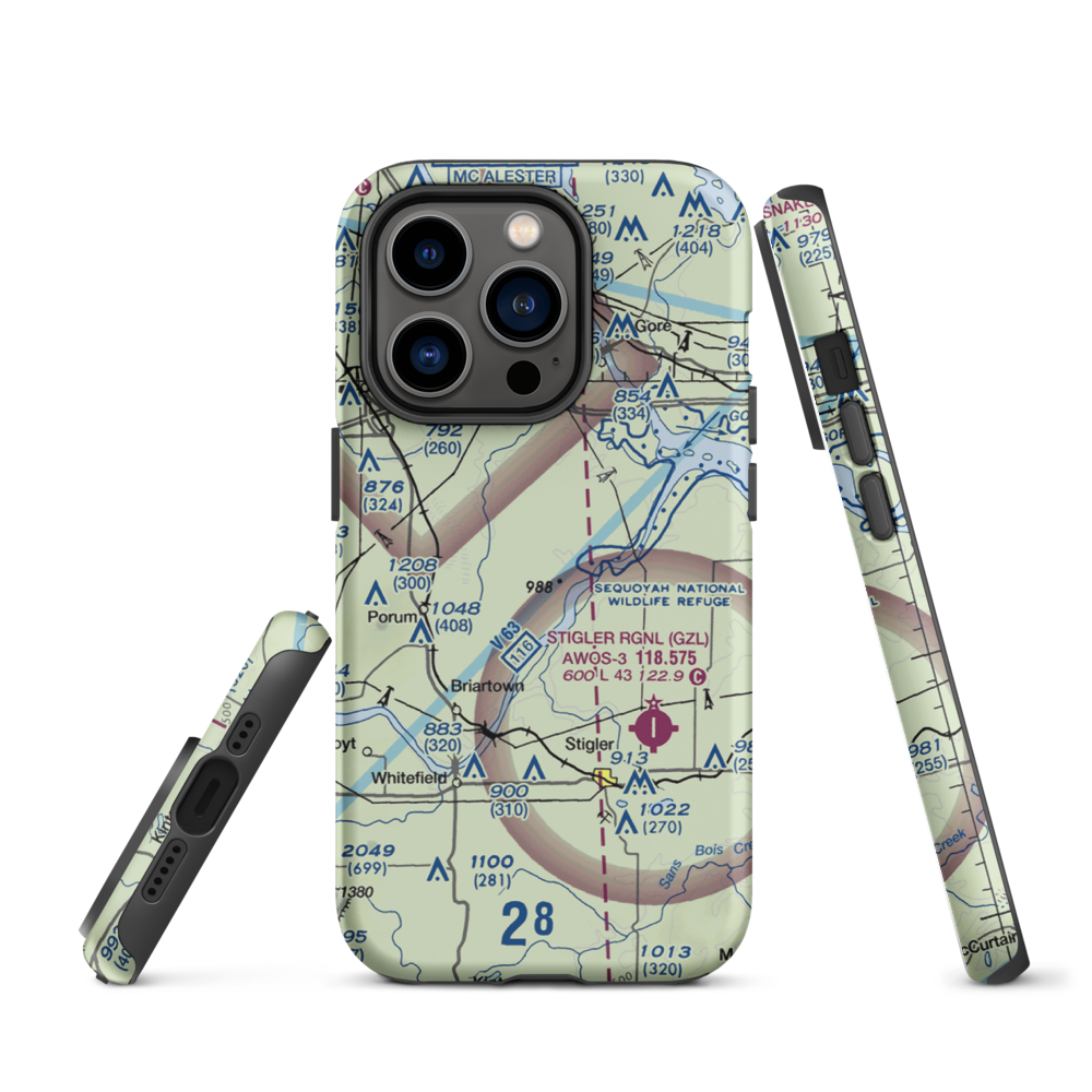 Little River Ranch Airport (79OK) VFR Sectional  Tough iPhone Case iPhone 14 Pro model shown