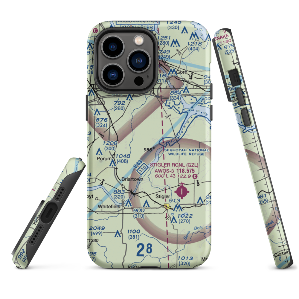 Little River Ranch Airport (79OK) VFR Sectional  Tough iPhone Case iPhone 14 Pro Max model shown