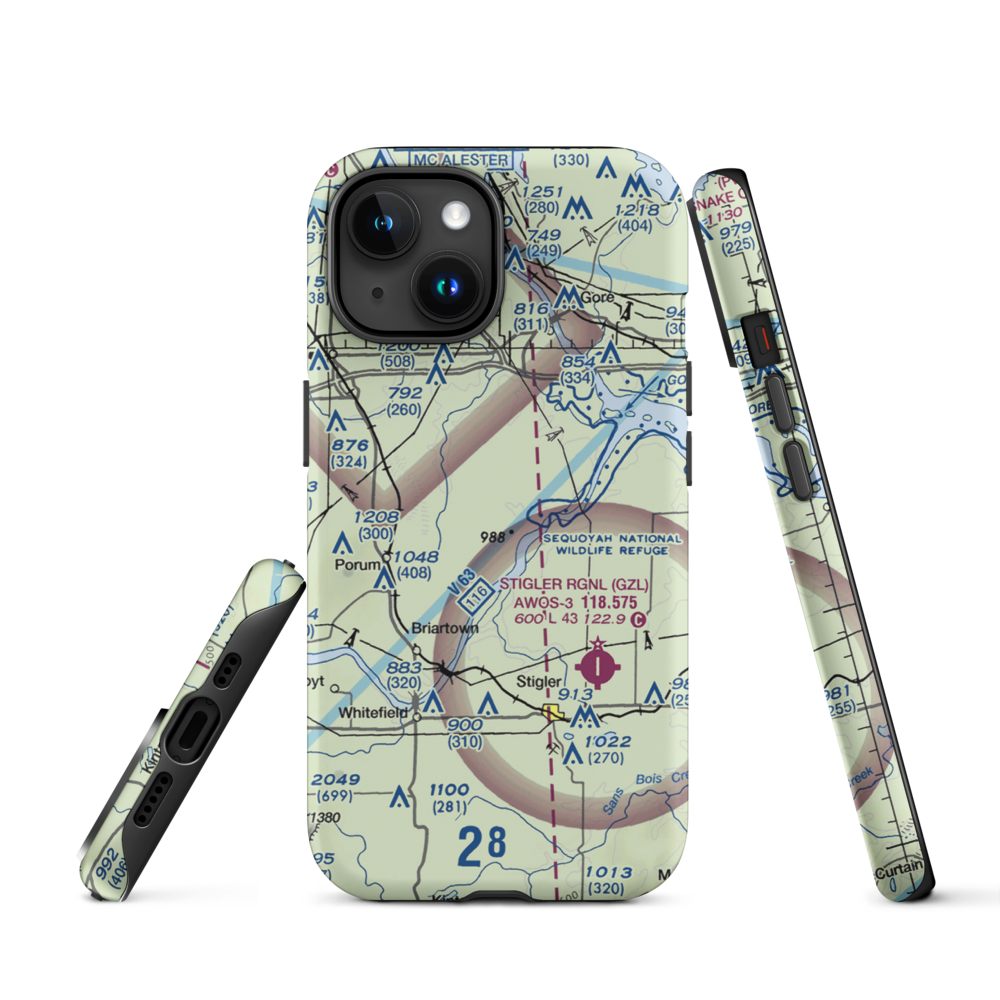 Little River Ranch Airport (79OK) VFR Sectional  Tough iPhone Case iPhone 15 model shown