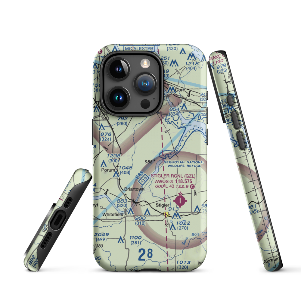 Little River Ranch Airport (79OK) VFR Sectional  Tough iPhone Case iPhone 15 Pro model shown