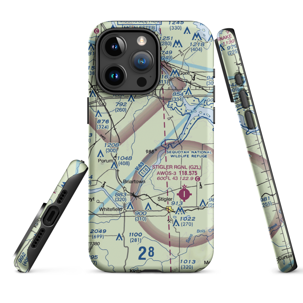 Little River Ranch Airport (79OK) VFR Sectional  Tough iPhone Case iPhone 15 Pro Max model shown