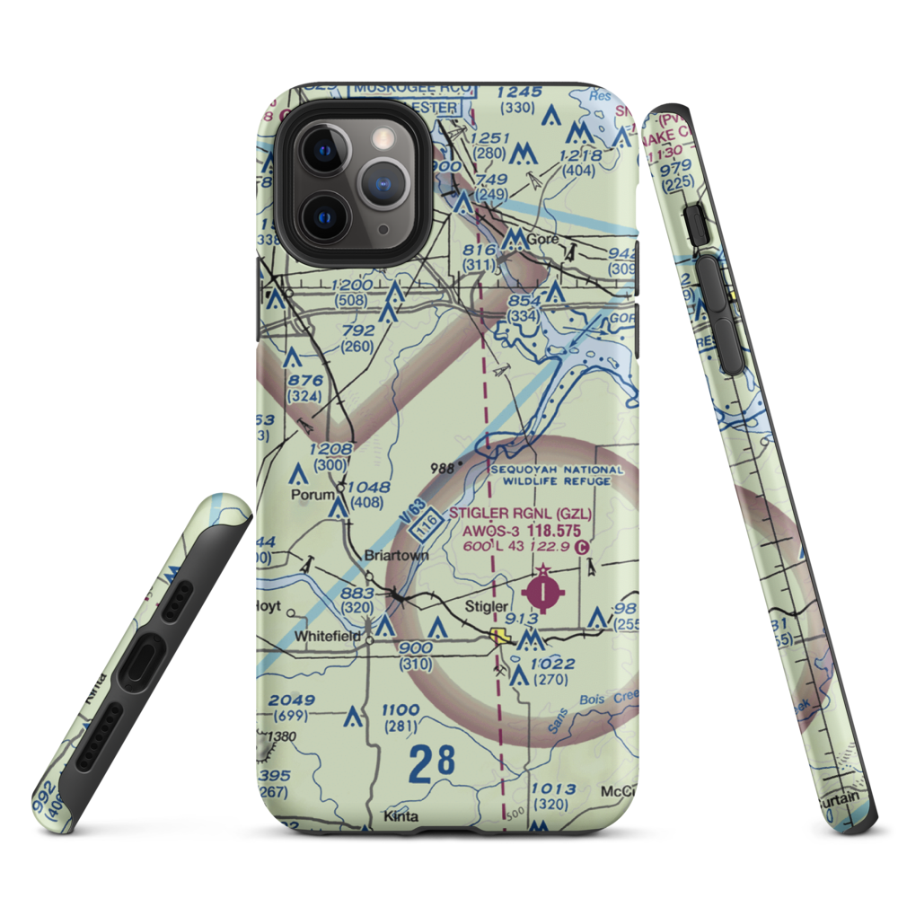 Little River Ranch Airport (79OK) VFR Sectional  Tough iPhone Case iPhone 11 Pro Max model shown