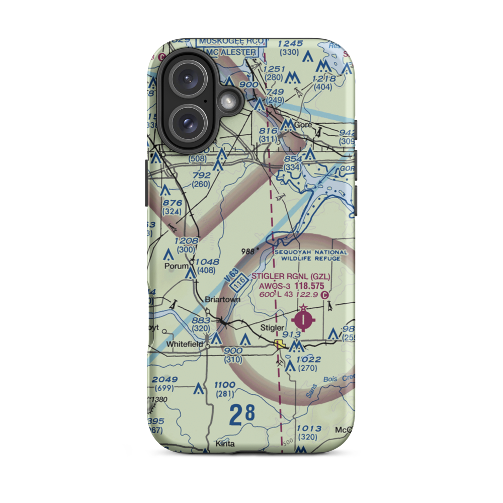 Little River Ranch Airport (79OK) VFR Sectional  Tough iPhone Case iPhone 16 Plus model shown