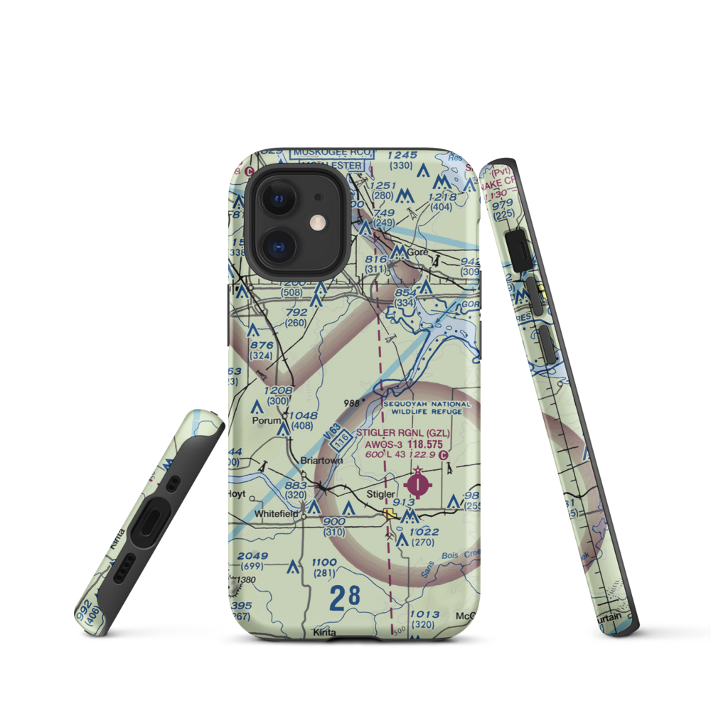 Little River Ranch Airport (79OK) VFR Sectional  Tough iPhone Case iPhone 12 mini model shown