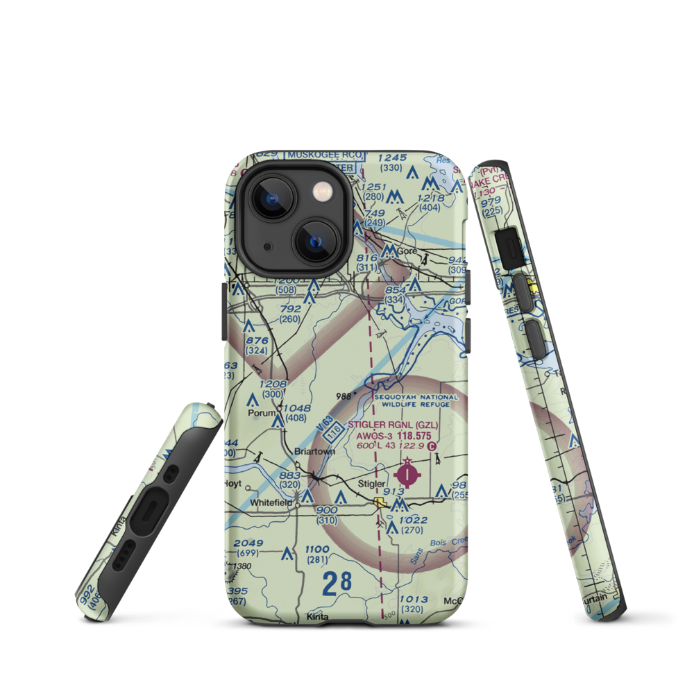 Little River Ranch Airport (79OK) VFR Sectional  Tough iPhone Case iPhone 13 mini model shown