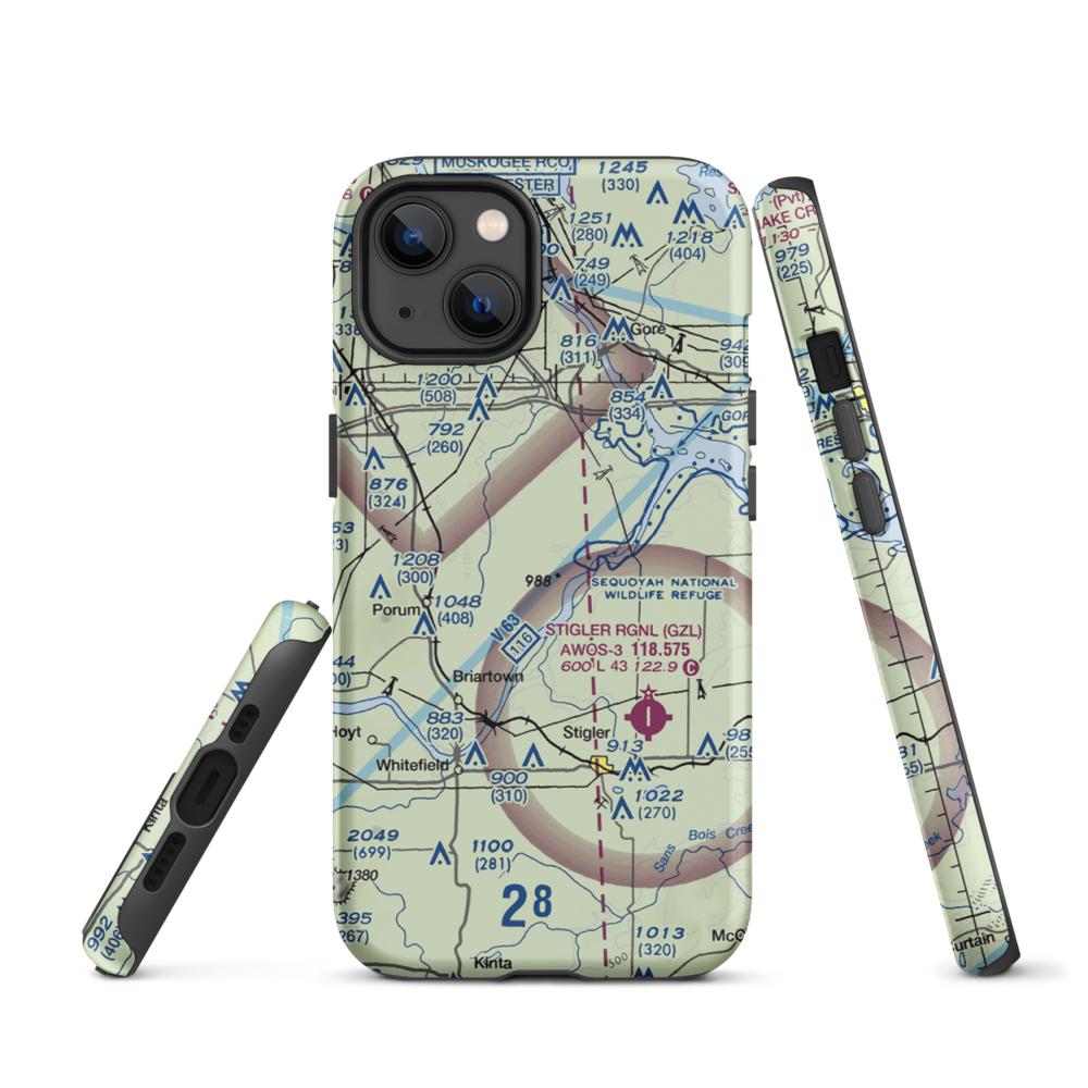 Little River Ranch Airport (79OK) VFR Sectional  Tough iPhone Case iPhone 13 model shown