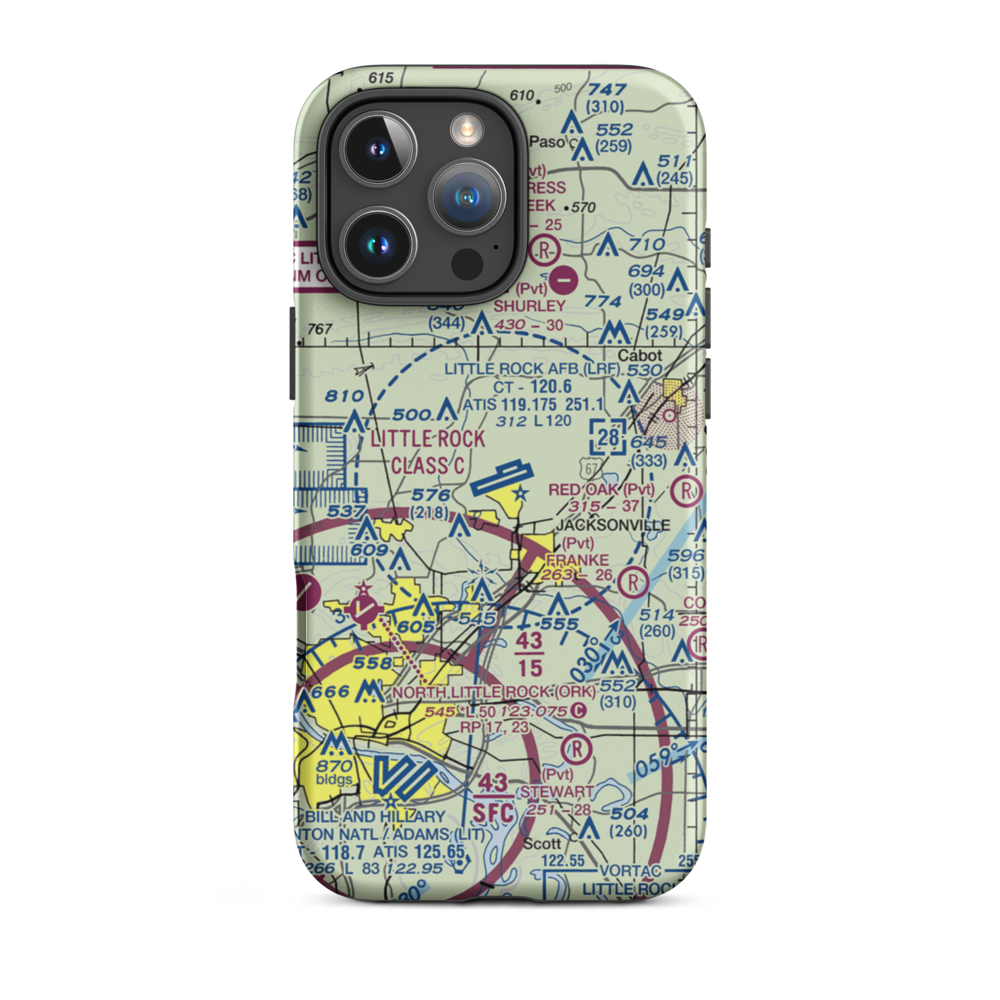 Little Rock Air Force Base (LRF) VFR Sectional  Tough iPhone Case iPhone 16 Pro Max model shown