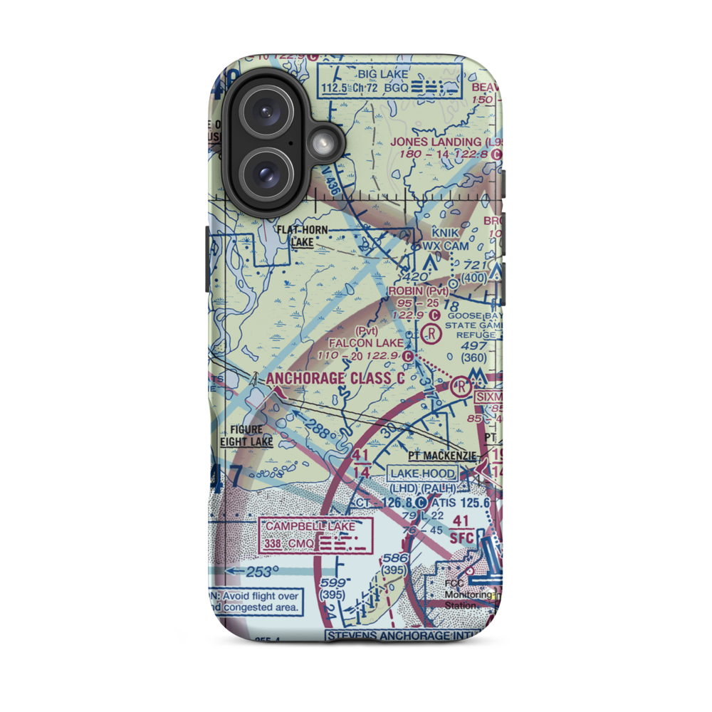 Little Susitna Airport (8AK6) VFR Sectional  Tough iPhone Case iPhone 16 Plus model shown