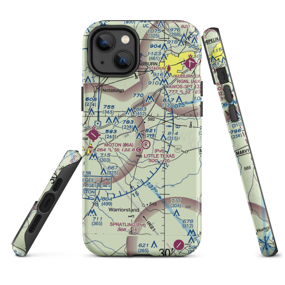 Little Texas Airport (27AL) VFR Sectional  Tough iPhone Case iPhone 14 Plus model shown