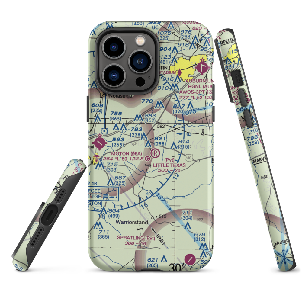 Little Texas Airport (27AL) VFR Sectional  Tough iPhone Case iPhone 14 Pro Max model shown