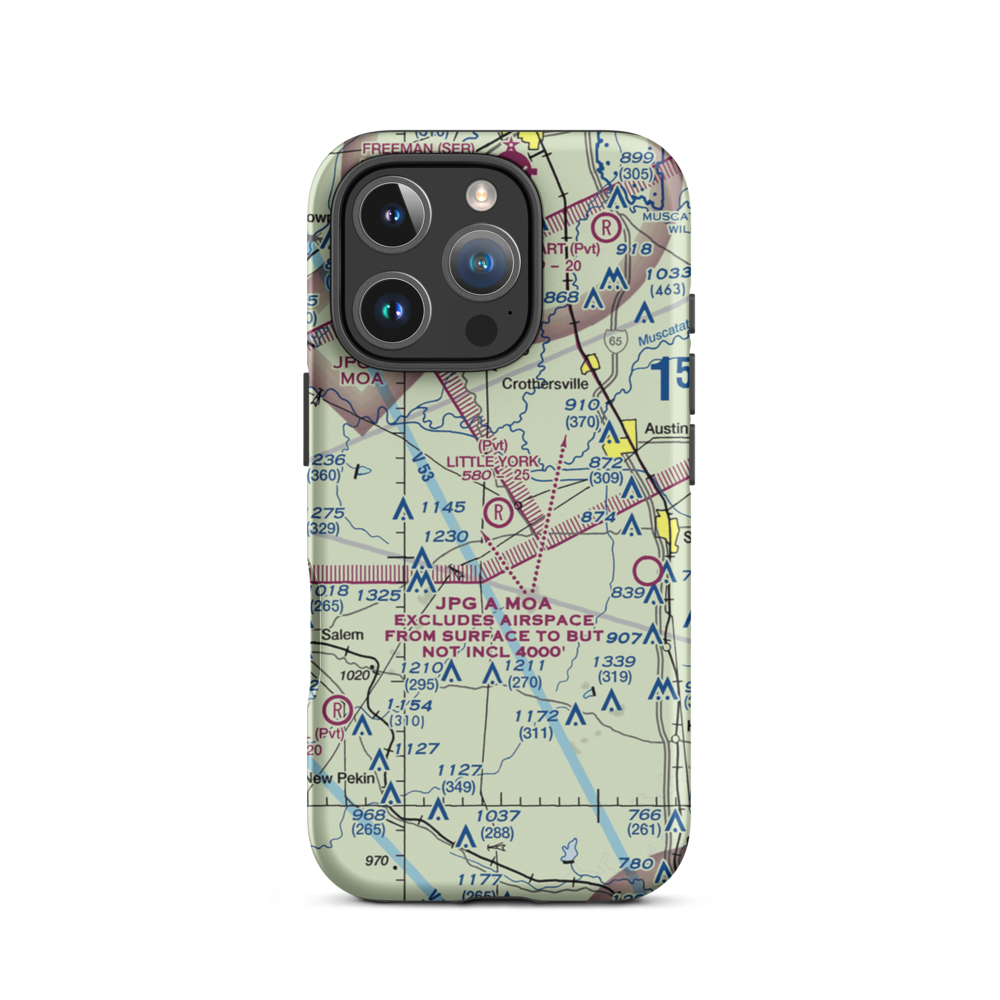 Little York Airport (63IN) VFR Sectional  Tough iPhone Case iPhone 16 Pro model shown