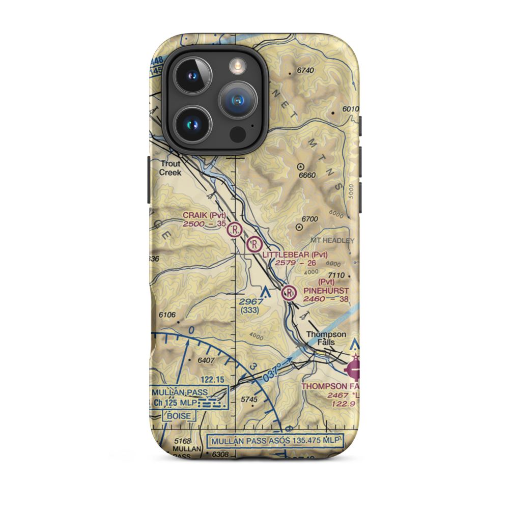 Littlebear Airport (MT69) VFR Sectional  Tough iPhone Case iPhone 16 Pro Max model shown