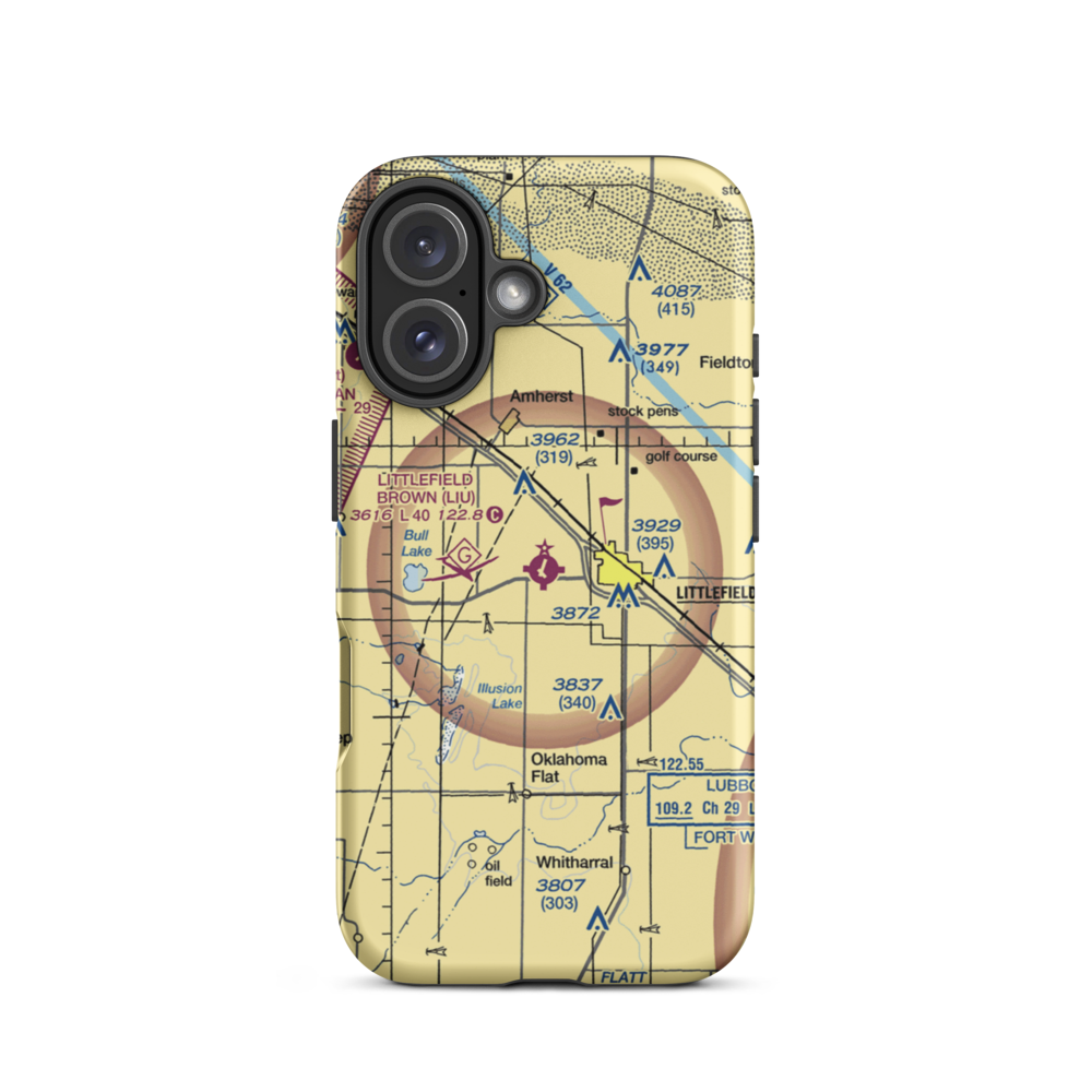 Littlefield Municipal Airport (LIU) VFR Sectional  Tough iPhone Case iPhone 16 model shown