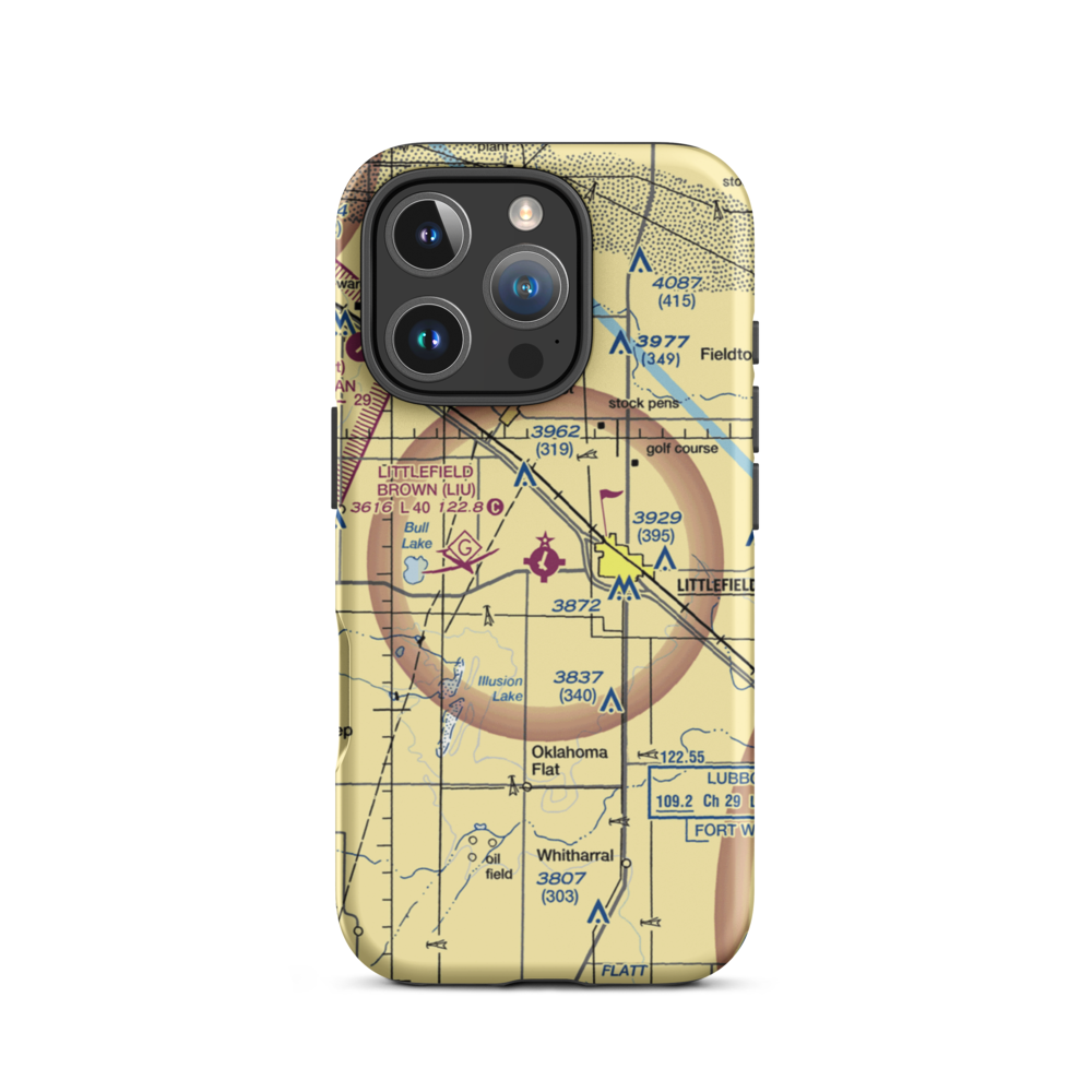 Littlefield Municipal Airport (LIU) VFR Sectional  Tough iPhone Case iPhone 16 Pro model shown