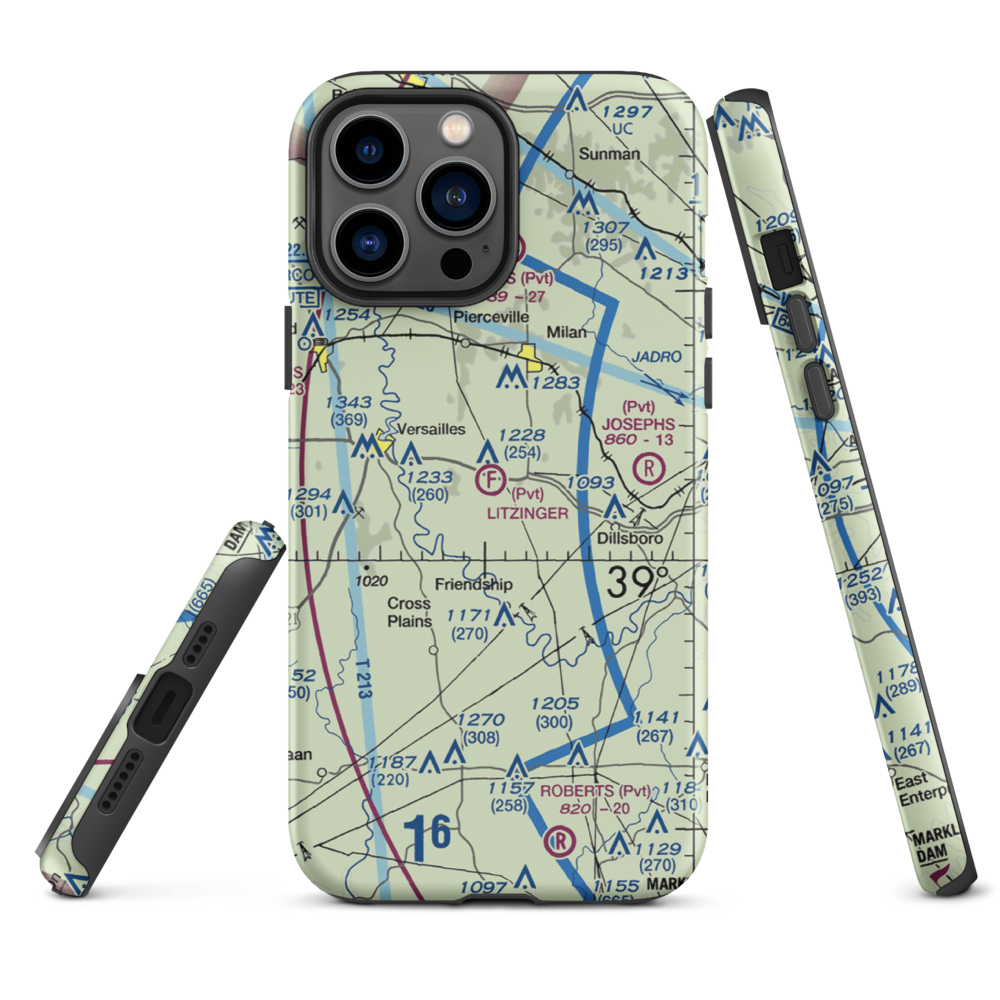 Litzinger Ultralightport (IG04) VFR Sectional  Tough iPhone Case iPhone 13 Pro Max model shown