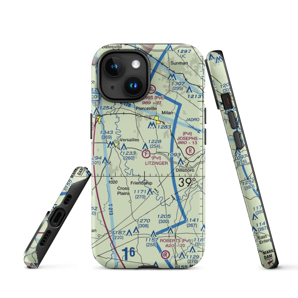 Litzinger Ultralightport (IG04) VFR Sectional  Tough iPhone Case iPhone 15 model shown