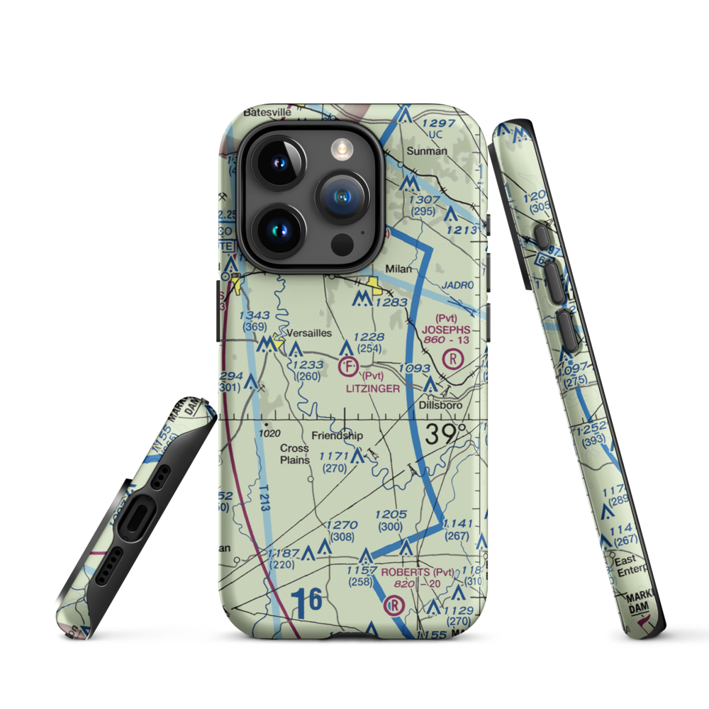 Litzinger Ultralightport (IG04) VFR Sectional  Tough iPhone Case iPhone 15 Pro model shown