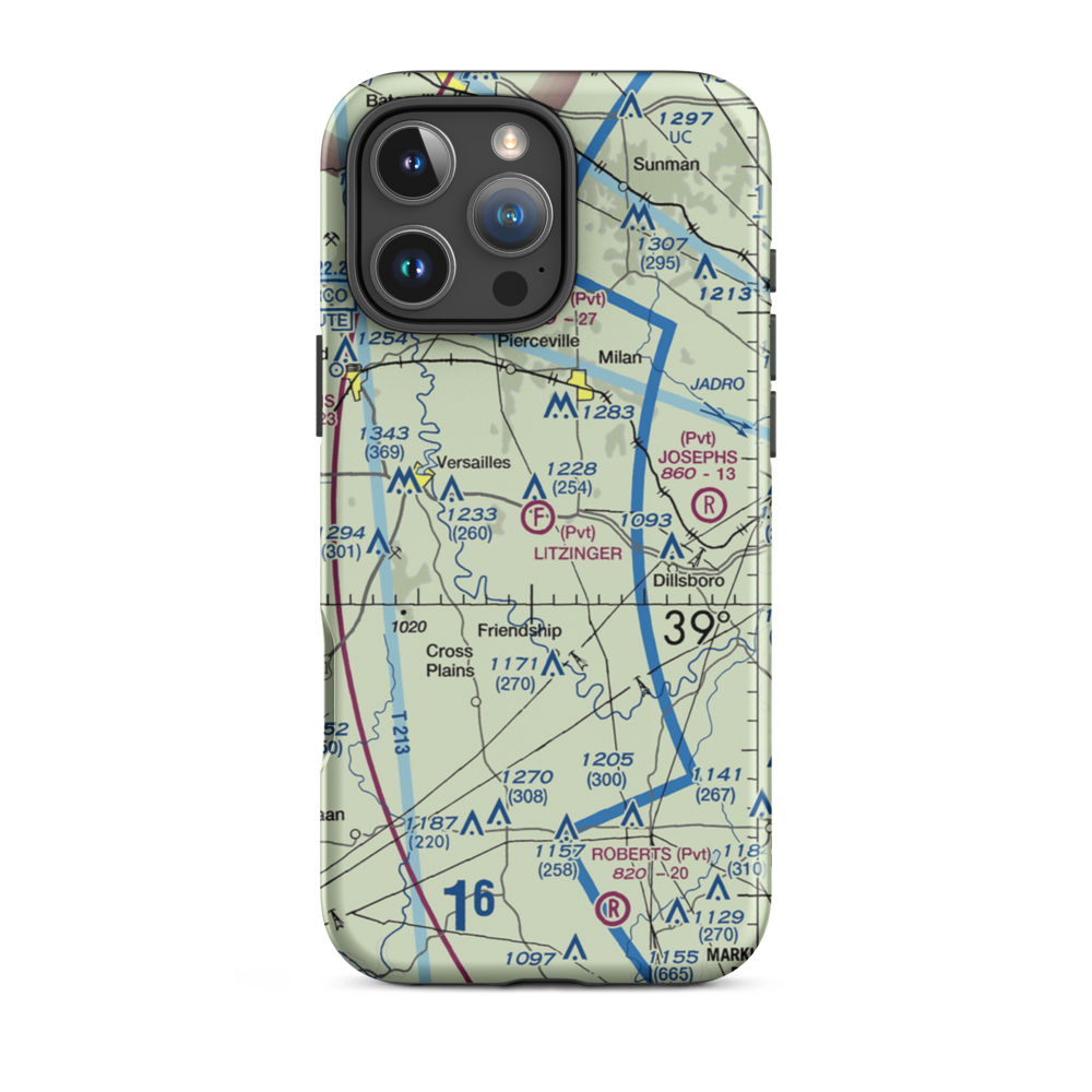 Litzinger Ultralightport (IG04) VFR Sectional  Tough iPhone Case iPhone 16 Pro Max model shown